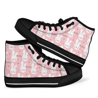 Pink Bunny Rabbit Men Women's High Top Shoes - Monsterry UK
