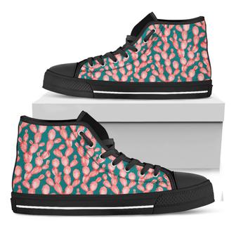 Pink Cactus Pattern Print Black High Top Shoes - Monsterry DE