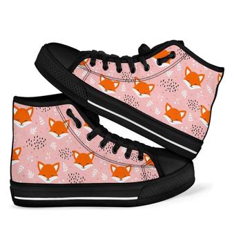 Pink Fox Pattern Print Men Women's High Top Shoes - Monsterry DE