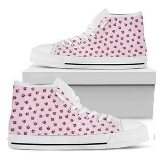 Pink Ladybug Pattern Print White High Top Shoes - Monsterry UK