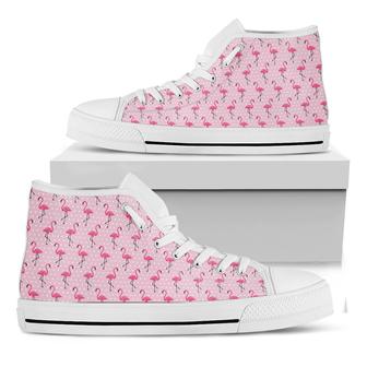 Pink Polka Dot Flamingo White High Top Shoes - Monsterry AU