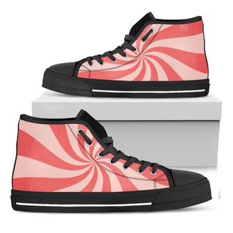 Pink Psychedelic Swirl Print Black High Top Shoes - Monsterry UK