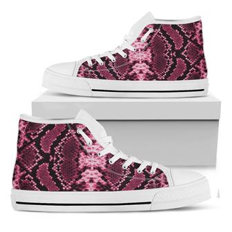 Pink Python Snakeskin Print White High Top Shoes - Monsterry CA