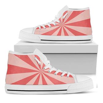 Pink Radial Rays Print White High Top Shoes - Monsterry DE