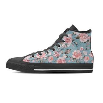 Pink Rose Flower Print Men's High Top Shoes - Monsterry AU