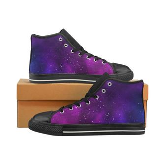 Pink Space Galaxy Women's High Top Shoes Black - Monsterry