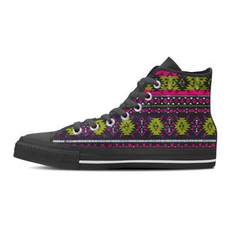 Pink Tribal Aztec Grunge Men's High Top Shoes - Monsterry