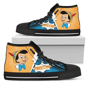 Pinocchio Sneakers Cartoon High Top Shoes Fan Gift Idea - Monsterry