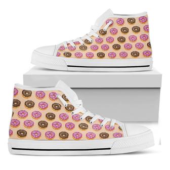 Pixel Donut Print White High Top Shoes - Monsterry AU