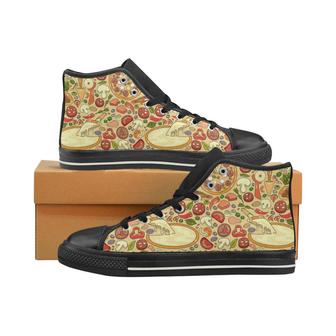 Pizza Pattern Background Men's High Top Shoes Black - Monsterry CA