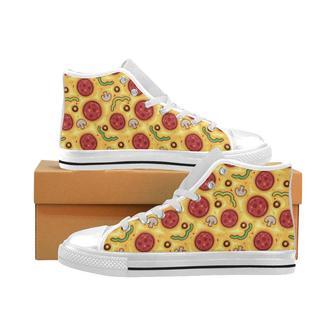 Pizza texture pattern Men's High Top Shoes White - Monsterry CA