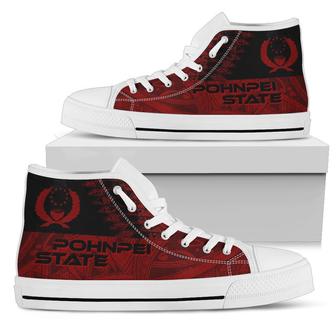 Pohnpei State High Top Shoes - Red Color Symmetry Style - Monsterry DE