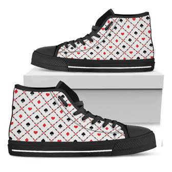 Poker Playing Card Suits Black High Top Shoes - Monsterry CA