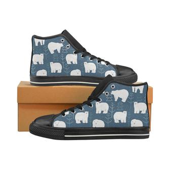 polar bear mother her child pattern Men's High Top Shoes Black - Monsterry AU