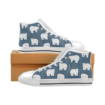 polar bear mother her child pattern Men's High Top Shoes White - Monsterry