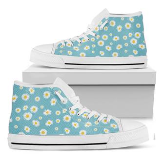 Polka Dot Daisy Flower White High Top Shoes - Monsterry