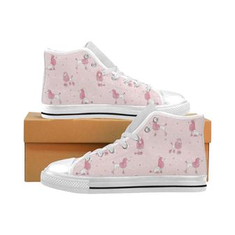 Poodle dog pink color theme Men's High Top Shoes White - Monsterry DE