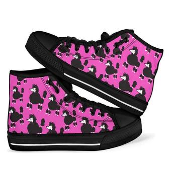 Poodle Dog Print Pattern Men Women's High Top Shoes - Monsterry