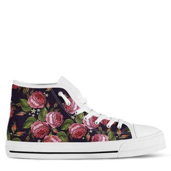Printed Embroidery White Sole Women High Top Shoes - Monsterry AU