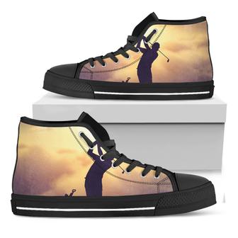 Pro Golf Swing Print Black High Top Shoes - Monsterry CA