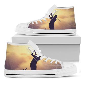 Pro Golf Swing Print White High Top Shoes - Monsterry