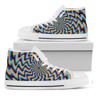 Psychedelic Illusory Motion Print White High Top Shoes - Monsterry UK