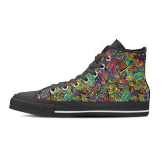 Psychedelic Jungle Forest Floral Men's High Top Shoes - Monsterry