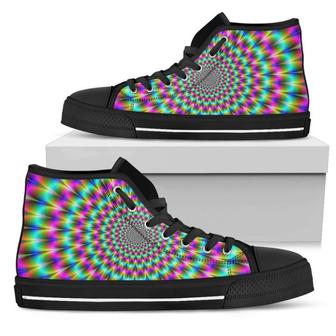 Psychedelic Rave Optical Illusion Men's High Top Shoes - Monsterry AU