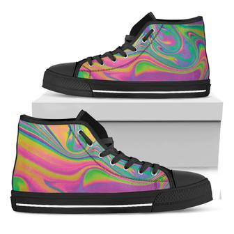Psychedelic Soap Bubble Print Black High Top Shoes - Monsterry UK