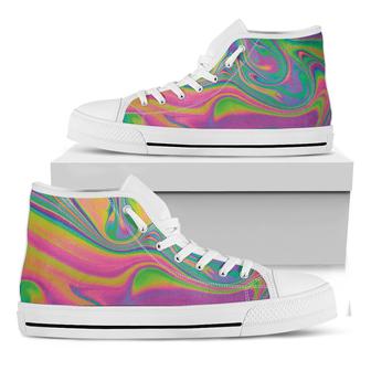Psychedelic Soap Bubble Print White High Top Shoes - Monsterry UK