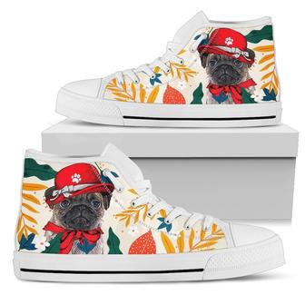 Pug Dog Sneakers Women High Top Shoes Funny - Monsterry CA