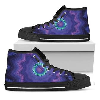Purple And Blue Kaleidoscope Print Black High Top Shoes - Monsterry AU