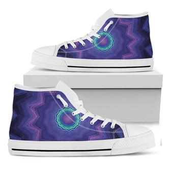 Purple And Blue Kaleidoscope Print White High Top Shoes - Monsterry DE