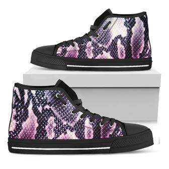 Purple And Blue Snakeskin Print Black High Top Shoes - Monsterry DE