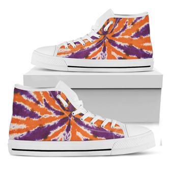 Purple And Orange Spider Tie Dye Print White High Top Shoes - Monsterry DE