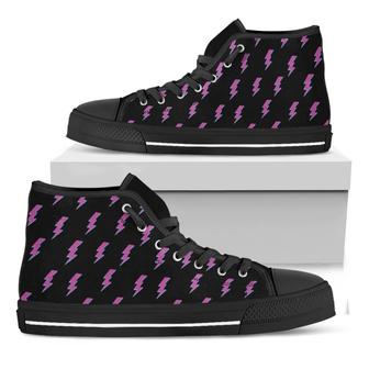 Purple And Teal Lightning Pattern Print Black High Top Shoes - Monsterry AU