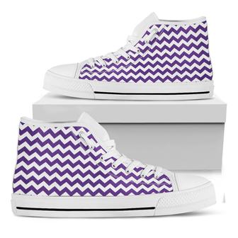 Purple And White Chevron Pattern Print White High Top Shoes - Monsterry DE