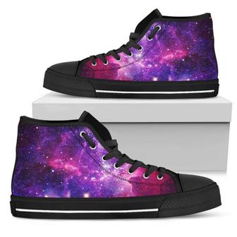 Purple Bursting Galaxy Space Print Men's High Top Shoes - Monsterry DE