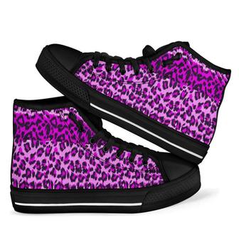 Purple Cheetah Leopard Men Women's High Top Shoes - Monsterry DE