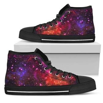 Purple Dark Galaxy Space Print Women's High Top Shoes - Monsterry DE