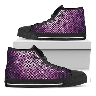 Purple Disco Lights Pattern Print Black High Top Shoes - Monsterry CA