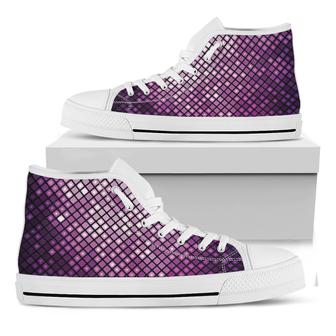 Purple Disco Lights Pattern Print White High Top Shoes - Monsterry