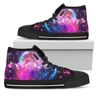 Purple Galaxy Space Blue Stardust Print Men's High Top Shoes - Monsterry