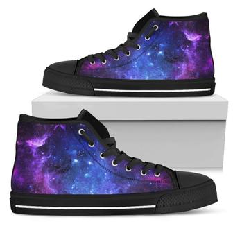 Purple Galaxy Space Blue Starfield Print Men's High Top Shoes - Monsterry UK