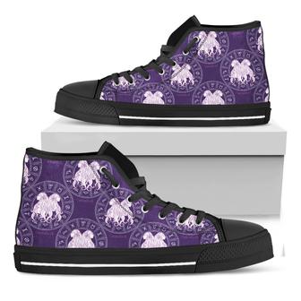 Purple Gemini Zodiac Pattern Print Black High Top Shoes - Monsterry AU