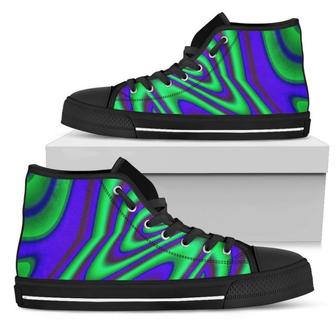 Purple Green Psychedelic Trippy Print Women's High Top Shoes - Monsterry AU