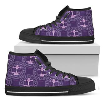 Purple Libra Zodiac Pattern Print Black High Top Shoes - Monsterry UK