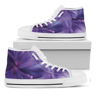 Purple Lily Flower Print White High Top Shoes - Monsterry CA