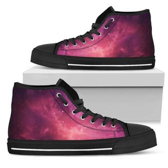 Purple Nebula Cloud Galaxy Space Print Men's High Top Shoes - Monsterry AU