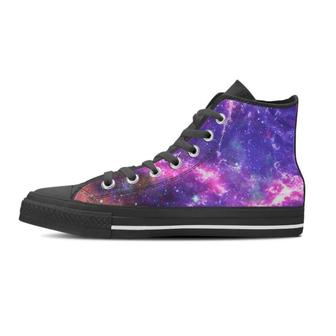 Purple Nebula Galaxy Space Men's High Top Shoes - Monsterry